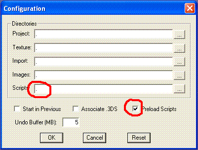 Anim8or configuration screen